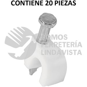 48272 GCU-6B BOLSA CON 20 GRAPAS BLANCAS DE 6 MM PARA CABLE REDONDO VOLTECK