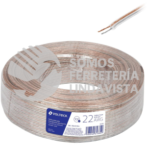 46265 CABO-22P ROLLO DE 100 M CABLE POLARIZADO TRANSPARENTE P/BOCINA 22 AWG VOLTECK
