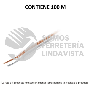 46271 CABO-20P ROLLO DE 100 M CABLE POLARIZADO TRANSPARENTE P/BOCINA 20 AWG VOLTECK