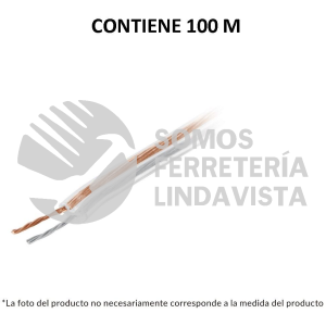 46269 CABO-16P ROLLO DE 100 M CABLE POLARIZADO TRANSPARENTE P/BOCINA 16 AWG VOLTECK