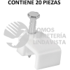 48278 GPL-8B BOLSA CON 20 GRAPAS BLANCAS DE 5 X 8.5 MM PARA CABLE PLANO VOLTECK