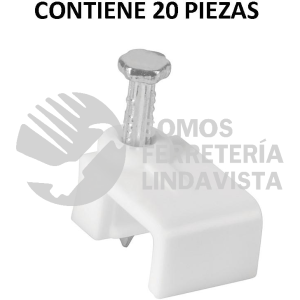 48278 GPL-8B BOLSA CON 20 GRAPAS BLANCAS DE 5 X 8.5 MM PARA CABLE PLANO VOLTECK
