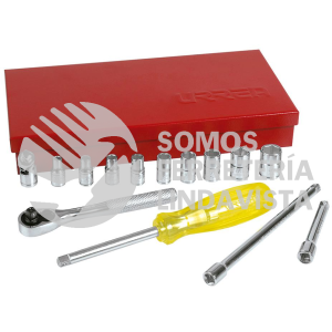 47112 JUEGO DE DADOS Y ACCESORIOS CUADRO DE 1/4" EN PULGADAS, 16 PIEZAS URREA