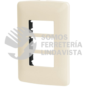 48090 PPTR-I PLACA 3 MODULOS DE ABS LINEA ITALIANA COLOR MARFIL VOLTECK