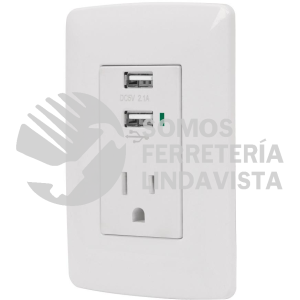 48065 COUSB-IB CONTACTO ATERRIZADO + 2 PUERTOS USB BLANCO LINEA ITALIANA VOLTECK