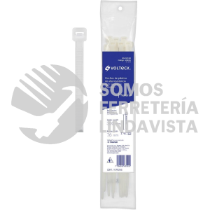 48982 CIN-12030 BOLSA CON 10 CINCHOS PLASTICOS 120 LB 300X7.6 MM NATURALES VOLTECK