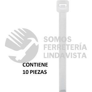 48984 CIN-12075 BOLSA CON 10 CINCHOS PLASTICOS 120 LB 750X7.6 MM NATURALES VOLTECK