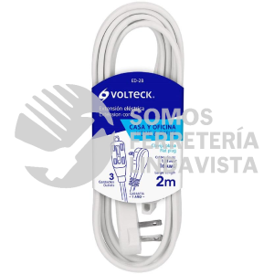 48000 ED-2B EXTENSION ELECTRICA DOMESTICA 2 M BLANCA CON CLAVIJA PLANA VOLTECK