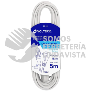 48018 ED-5B EXTENSION ELECTRICA DOMESTICA 5 M BLANCA CON CLAVIJA PLANA VOLTECK