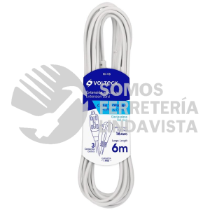 48024 ED-6B EXTENSION ELECTRICA DOMESTICA 6 M BLANCA CON CLAVIJA PLANA VOLTECK