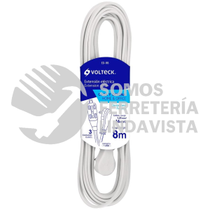 48030 ED-8B EXTENSION ELECTRICA DOMESTICA 8 M BLANCA CON CLAVIJA PLANA VOLTECK