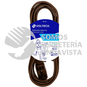 48001 ED-2C EXTENSION ELECTRICA DOMESTICA 2 M CAFE CON CLAVIJA PLANA VOLTECK