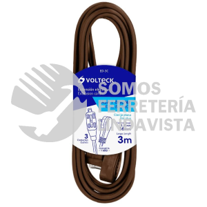 48007 ED-3C EXTENSION ELECTRICA DOMESTICA 3 M CAFE CON CLAVIJA PLANA VOLTECK