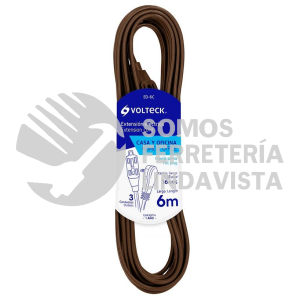 48025 ED-6C EXTENSION ELECTRICA DOMESTICA 6 M CAFE CON CLAVIJA PLANA VOLTECK