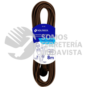 48031 ED-8C EXTENSION ELECTRICA DOMESTICA 8 M CAFE CON CLAVIJA PLANA VOLTECK