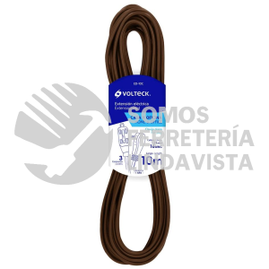 48037 ED-10C EXTENSION ELECTRICA DOMESTICA 10 M CAFE CON CLAVIJA PLANA VOLTECK
