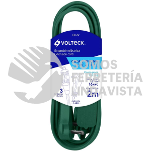 48002 ED-2V EXTENSION ELECTRICA DOMESTICA 2 M VERDE CON CLAVIJA PLANA VOLTECK