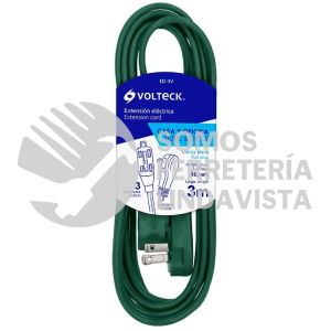48008 ED-3V EXTENSION ELECTRICA DOMESTICA 3 M VERDE CON CLAVIJA PLANA VOLTECK