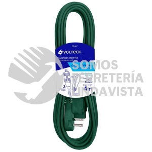 48014 ED-4V EXTENSION ELECTRICA DOMESTICA 4 M VERDE CON CLAVIJA PLANA VOLTECK