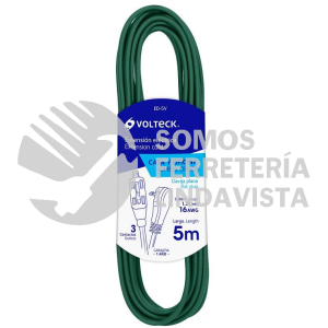 48020 ED-5V EXTENSION ELECTRICA DOMESTICA 5 M VERDE CON CLAVIJA PLANA VOLTECK