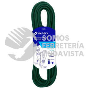 48032 ED-8V EXTENSION ELECTRICA DOMESTICA 8 M VERDE CON CLAVIJA PLANA VOLTECK