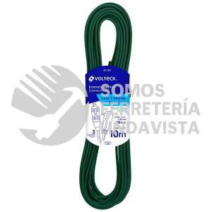 48038 ED-10V EXTENSION ELECTRICA DOMESTICA 10 M VERDE CON CLAVIJA PLANA VOLTECK