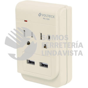 46088 MUL-230U MULTICONTACTO 2 ENTRADASCON 2 ENTRADAS USB ATERRIZADO VOLTECK