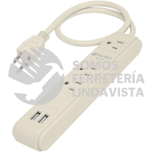 46089 MUL-340U MULTICONTACTO 16 AWG 3 ENTRADAS 2 PUERTOS USB SUPRESOR 300 J VOLTECK