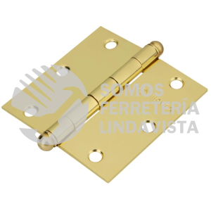 43233 BC-351R BISAGRA CUADRADA 3-1/2" ACERO LATONADO REDONDA HERMEX