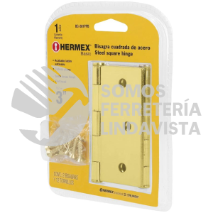 25050 BC-301PPB BOLSA CON 2 BISAGRAS CUADRADAS 3"ACERO LATONADO BASIC HERMEX
