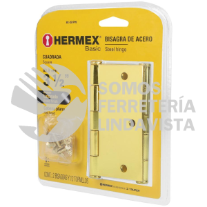 23698 BC-351PPB BOLSA C/2 BISAGRAS CUADRADA 3-1/2"ACERO LATONADO BASIC HERMEX