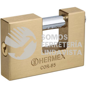43356 COR-65 CANDADO ANTIPALANCA 65MM CUERPO DE LATON LLAVE TRADICIONAL HERMEX