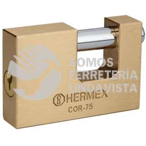 43357 COR-75 CANDADO ANTIPALANCA 75MM CUERPO DE LATON LLAVE TRADICIONAL HERMEX