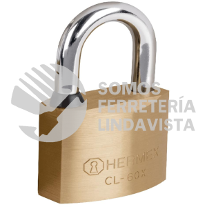 43422 CL-60X CANDADO DE LATON 60MM GANCHO CORTO LLAVE TETRA BLISTER HERMEX