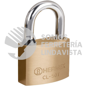 43304 CL-50T CANDADO DE LATON 50MM GANCHO CORTO LLAVE TUBULAR BLISTER HERMEX
