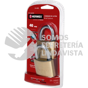 43443 CL-40X2 BLISTER CON 2 CANDADOS DE LATON DE 40MM CON GANCHO CORTO HERMEX