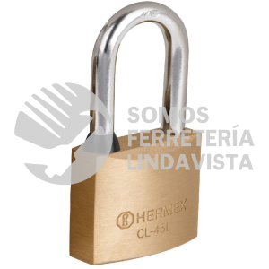 43438 CL-45L CANDADO DE LATON 45 MM GANCHO LARGO EN BLISTER HERMEX