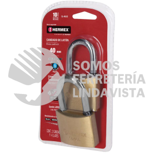 43444 CL-40LX2 BLISTER CON 2 CANDADOS DE LATON DE 40MM CON GANCHO LARGO HERMEX