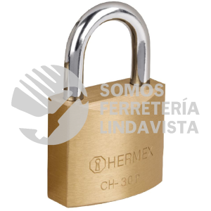 23522 CH-30P CANDADO DE HIERRO COLOR LATON 30 MM CORTO CAJA HERMEX