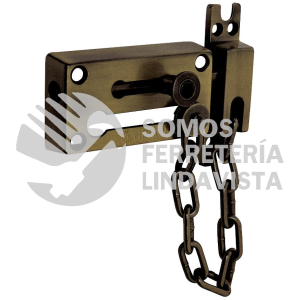 43708 PACA-2 PASADOR CON CADENA PARA PUERTA ACABADO LATON ANTIGUO HERMEX