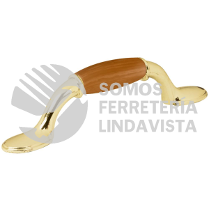 43832 JAL-0621 JALADERA DE 76 MM LATON BRILLANTE CON INSERTO TIPO MADERA HERMEX