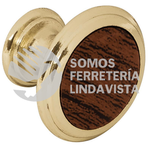 43814 PER-062 PERILLA ACABADO LATON BRILLANTE CON INSERTO TIPO MADERA HERMEX