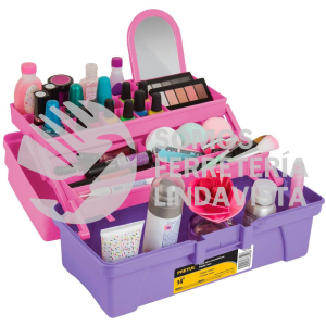 25052 CCO-14RP CAJA COSMETIQUERA 14" ROSA/MORADO PRETUL