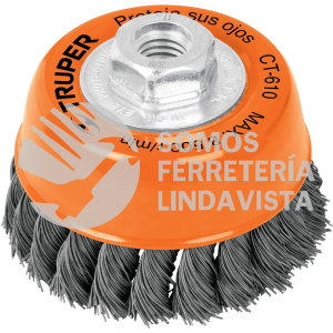 14187 CT-610 CARDA COPA 4" ALAMBRE TRENZADO FINO EJE 5/8"-11 TRUPER