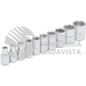47106 JUEGO DE DADOS CUADRO DE 1/4", 6 PUNTAS, EN PULGADAS, EN RIEL, 10 PIEZAS URREA