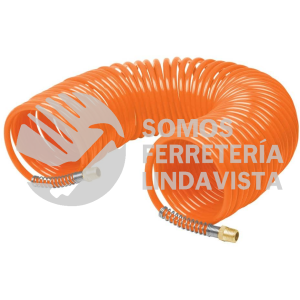 19075 MAN-RES-1/4X50 MANGUERA DE 15 M TIPO RESORTE 1/4" PARA COMPRESOR TRUPER
