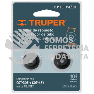 12861 REP-COT-45X/30E BLISTER CON 2 CUCHILLAS PARA CORTADOR DE TUBO COT-30E TRUPER