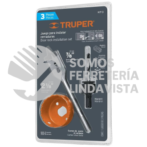 18080 KIT-3 JUEGO DE 5 PIEZAS PARA INSTALAR CERRADURAS PARA MADERA EN BLISTER TRUPER
