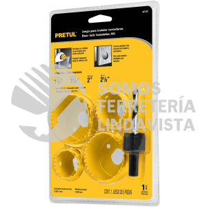 23550 KIT-5P JUEGO DE 4 BROCASIERRAS ACERO AL CARBONO Y 1 MANDRIL PRETUL