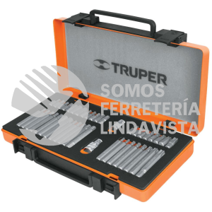 17809 PUN-42X JUEGO 42 PUNTAS 1/2" Y 3/8" DE 75 Y 30 MM ESTUCHE METALICO TRUPER